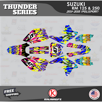 Kalair GFX Graphics Kit for Suzuki RM125 POLISPORT RESTYLE (2001-2008) Thunder Series