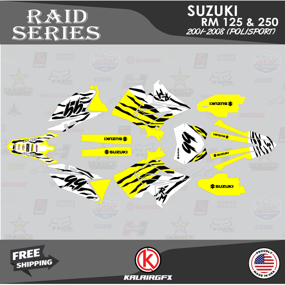 Kalair GFX Graphics Kit for Suzuki RM125 Polisport Raid Series