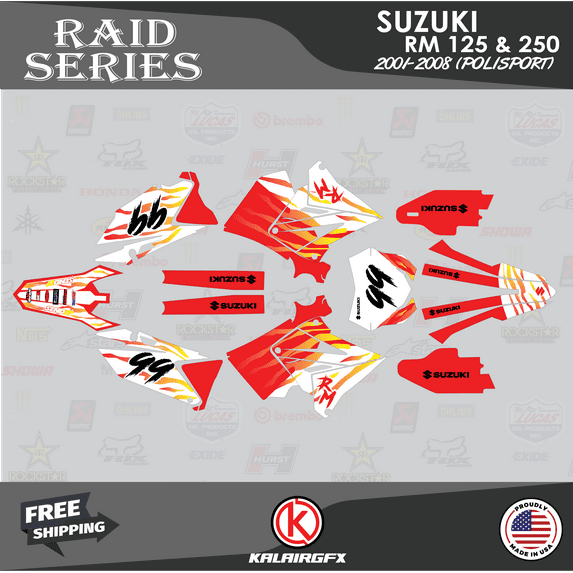 Kalair GFX Graphics Kit for Suzuki RM250 Polisport Raid Series