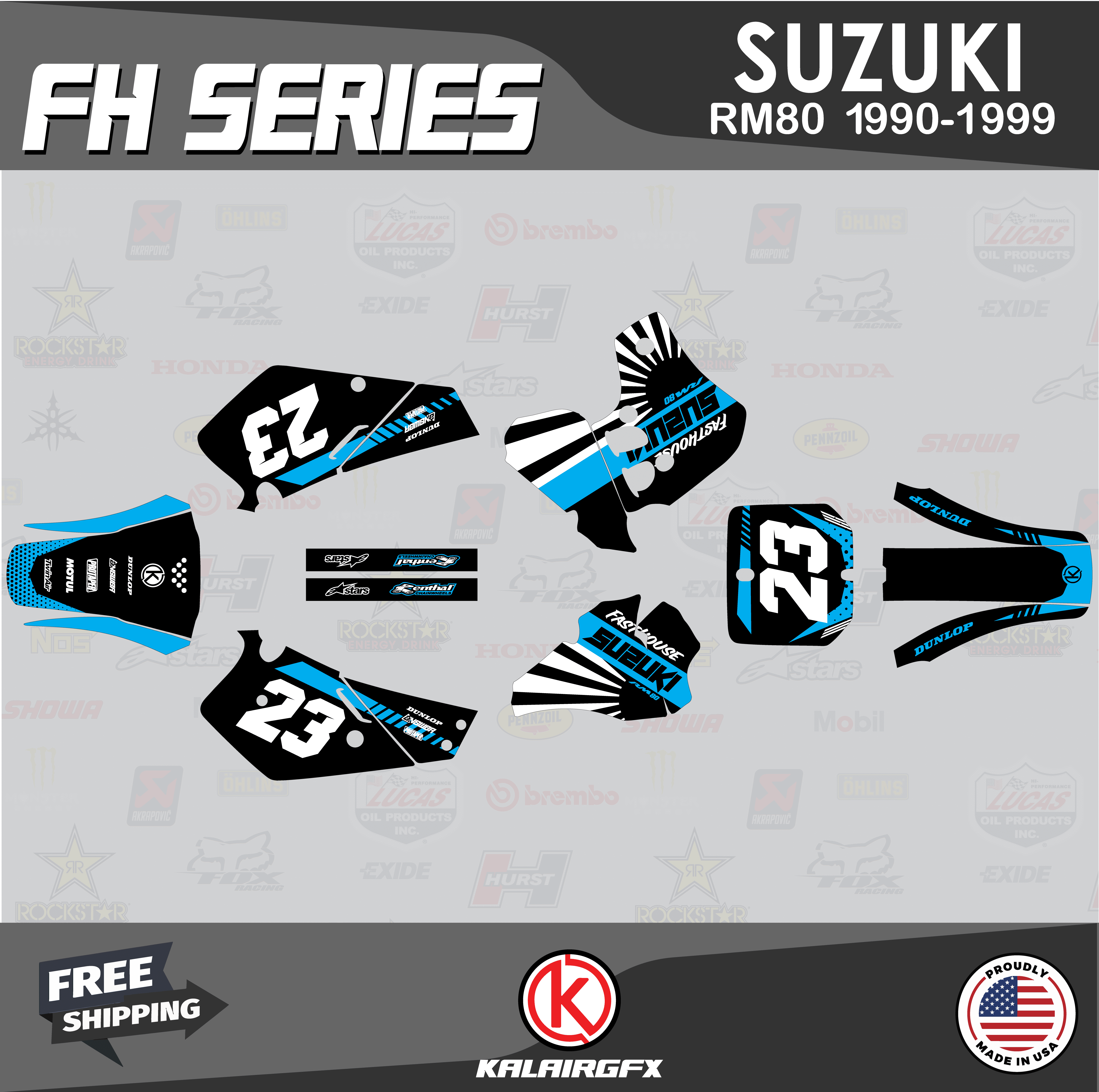 Kalair GFX Graphics Kit for Suzuki RM80 (1990-1999) Fh Series - Walmart.com