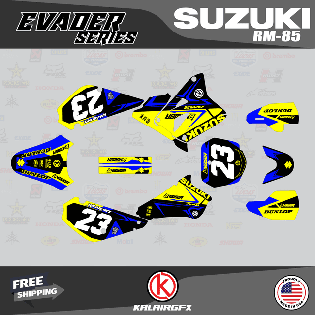 Scarface Sticker Kit Kalair GFX Graphics Kit for Suzuki RM85 (2001-2023) Evader Series ...
