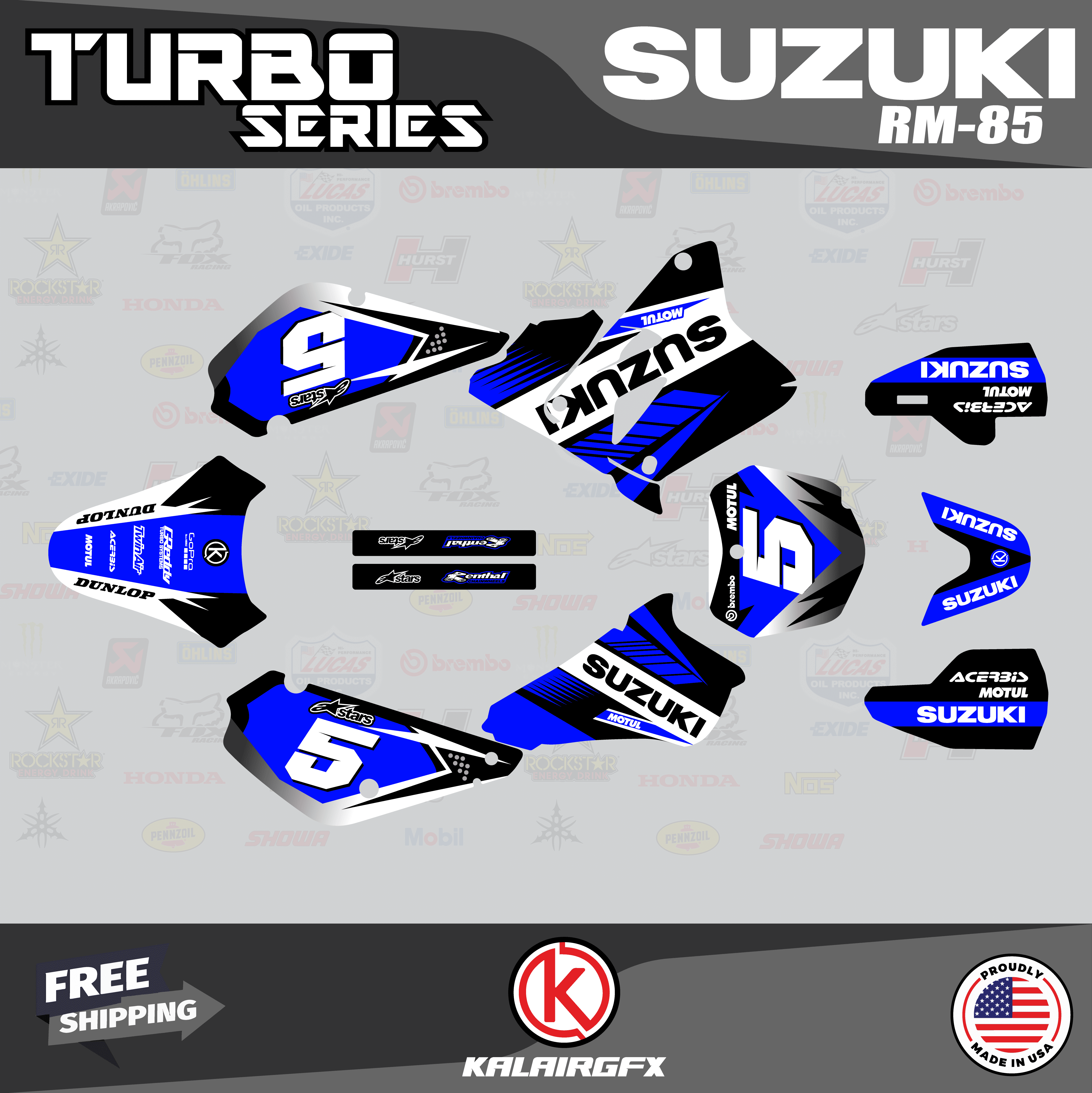 Graphics Rm85l Kalair GFX Graphics Kit for Suzuki RM85 (2005-2023) Turbo Series ...
