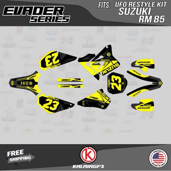 Kalair GFX Graphics Kit for Suzuki RM85 UFO RESTYLED(2005+) Evader Series