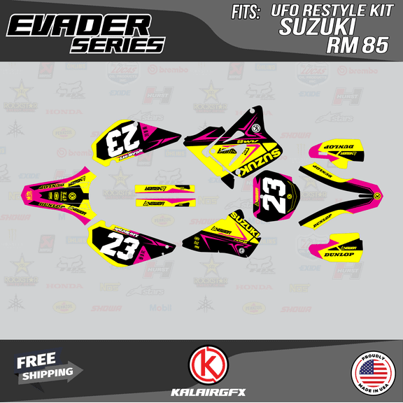 Kalair GFX Graphics Kit for Suzuki RM85 UFO RESTYLED(2005+) Evader Series