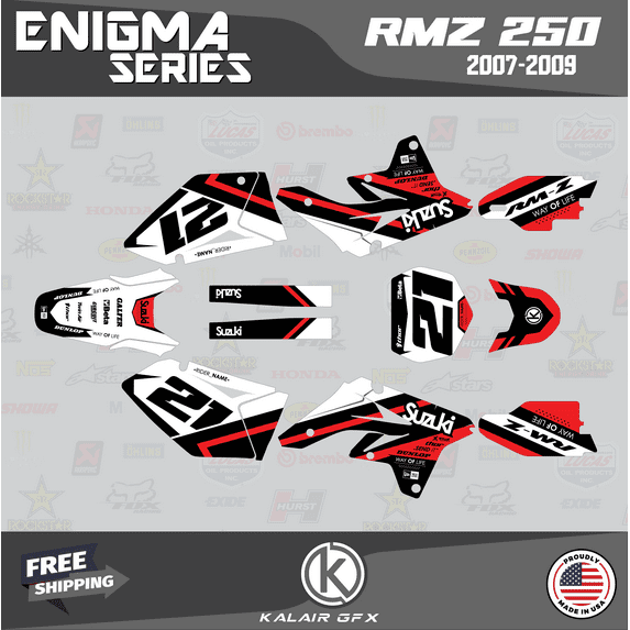 Kalair GFX Graphics Kit for Suzuki RMZ250 (2007-2009) Enigma Series