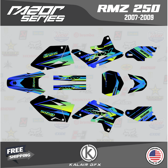 Kalair GFX Graphics Kit for Suzuki RMZ250 (2007-2009) Razor Series