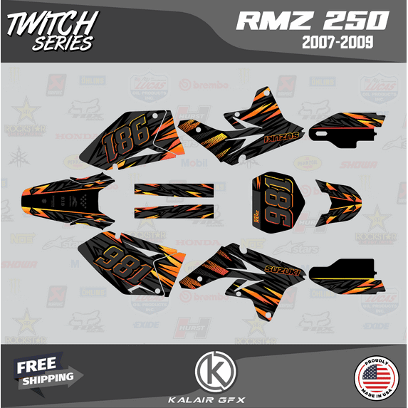 Kalair GFX Graphics Kit for Suzuki RMZ250 (2007-2009) Twitch Series