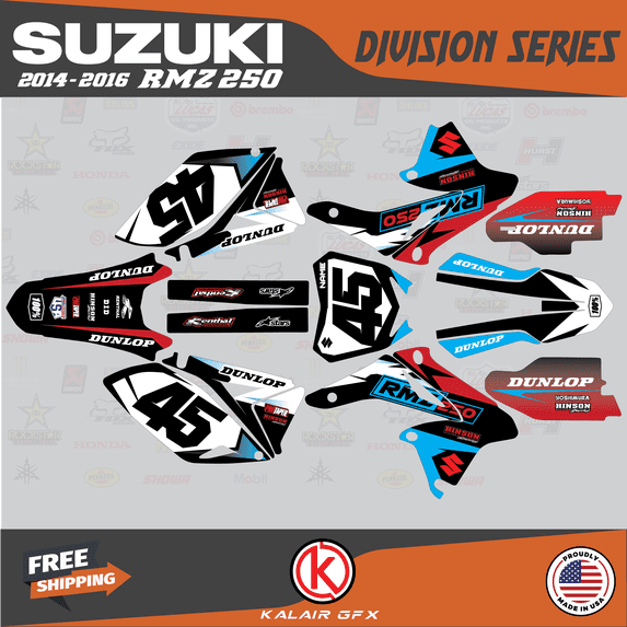 Kalair GFX Graphics Kit for Suzuki RMZ250 (2014-2016) Division Series
