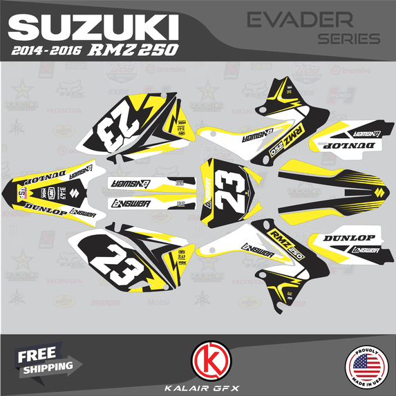 Kalair GFX Graphics Kit for Suzuki RMZ250 (2014-2016) Evader Series