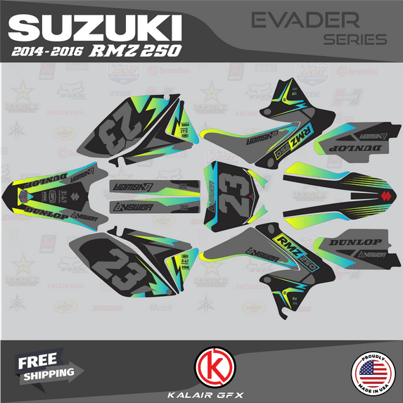 Kalair GFX Graphics Kit for Suzuki RMZ250 (2014-2016) Evader Series