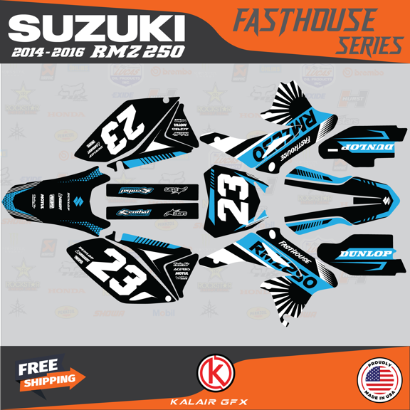 Kalair GFX Graphics Kit for Suzuki RMZ250 (2014-2016) Fasthouse Series