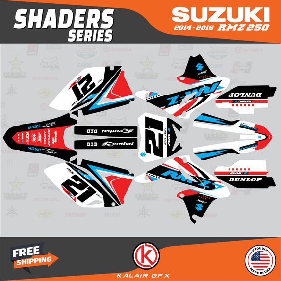 Kalair GFX Graphics Kit for Suzuki RMZ250 (2014-2016) Shaders Series