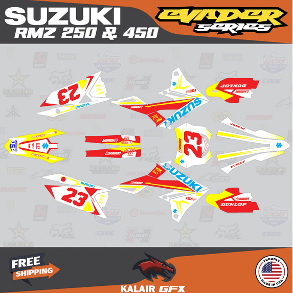 Kalair GFX Graphics Kit for Suzuki RMZ250 (2019-2023) Evader Series