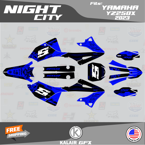 Kalair GFX Graphics Kit for Yamaha 2-stroke Enduro YZ 250X (2023) Nightcity Series