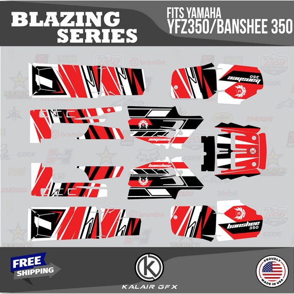 Kalair GFX Graphics Kit for Yamaha ATV BANSHEE 350 (2001-2012) Blazing Series