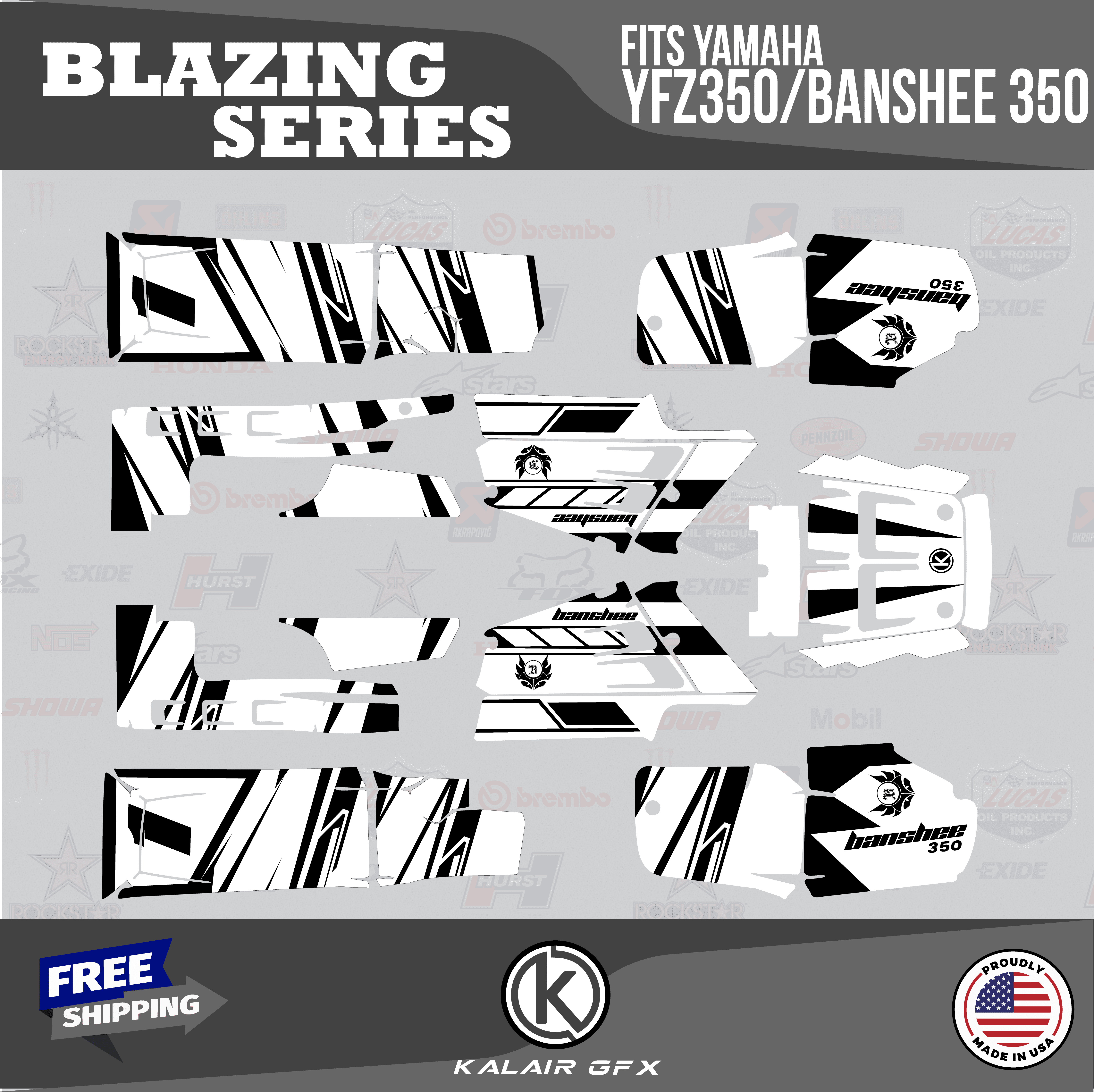 Kalair GFX Graphics Kit for Yamaha ATV BANSHEE 350 (2001-2012) Blazing ...