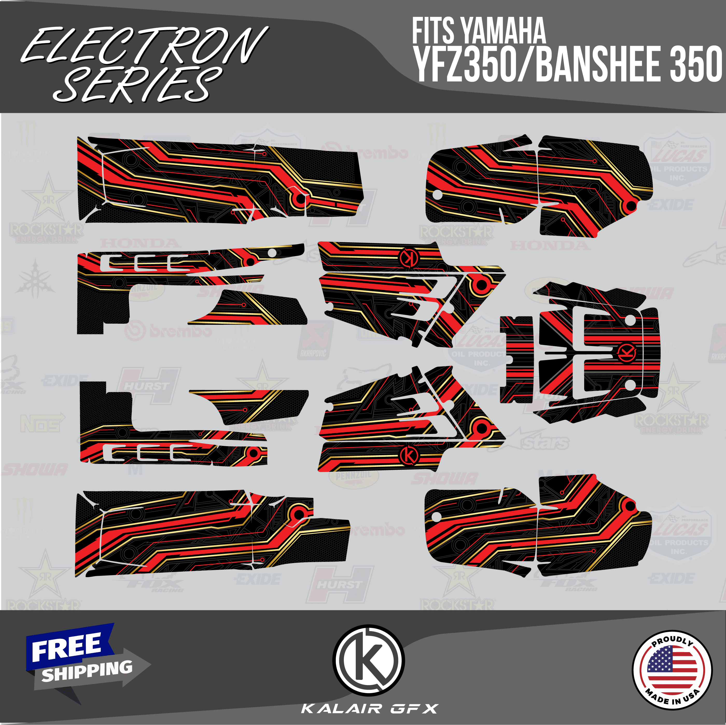 Kalair GFX Graphics Kit for Yamaha ATV BANSHEE 350 (2001-2012) Electron ...