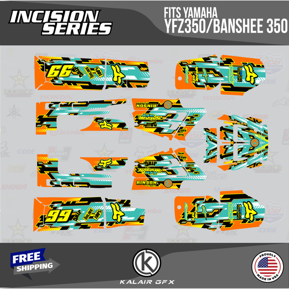 Kalair GFX Graphics Kit for Yamaha ATV BANSHEE 350 (2001-2012) Incision Series