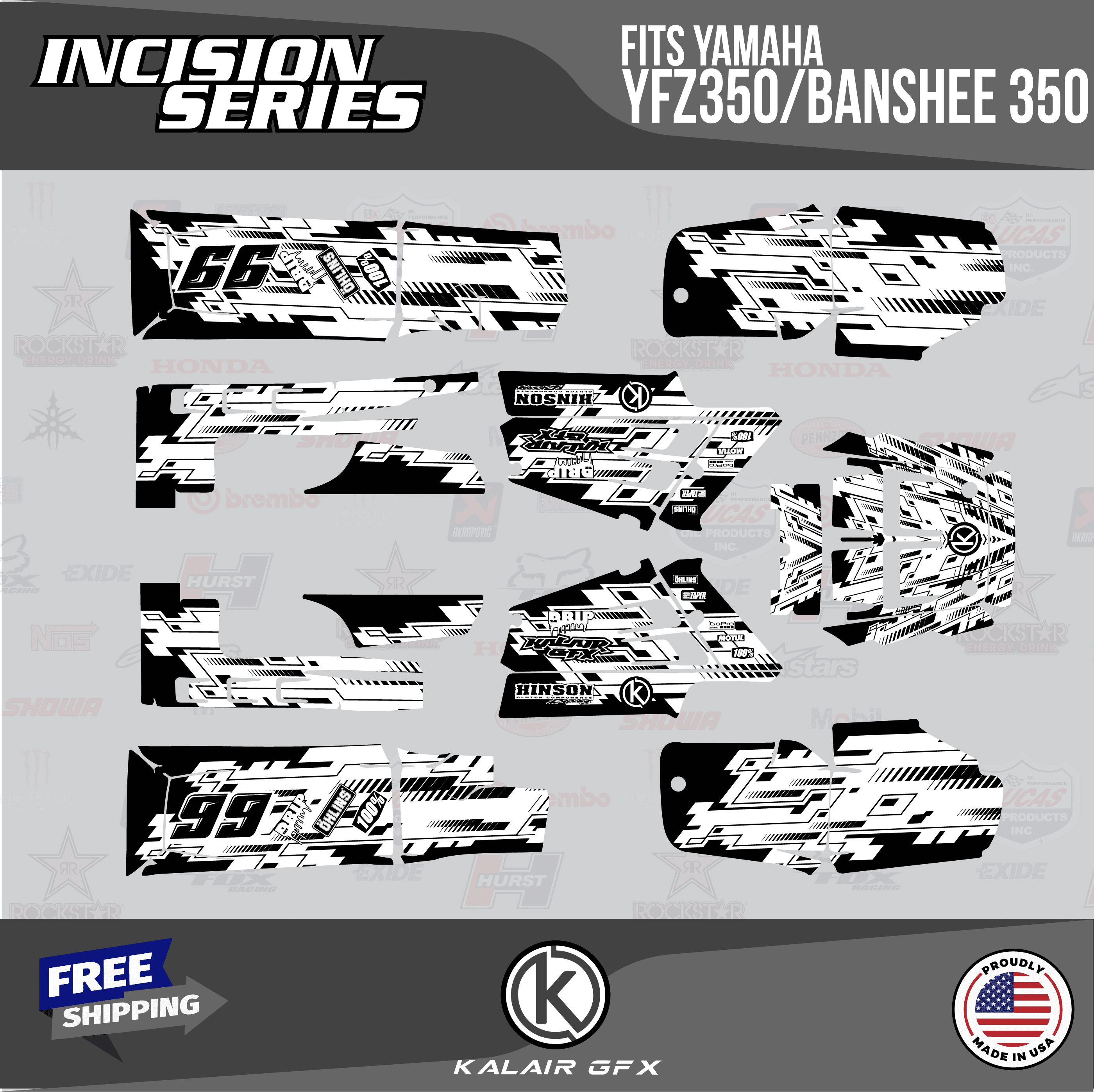 Incision Graphics Kalair GFX Graphics Kit for Yamaha ATV BANSHEE 350 (2001-2012) Incision ...