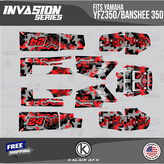 Kalair GFX Graphics Kit for Yamaha ATV BANSHEE 350 (2001-2012) Invasion Series