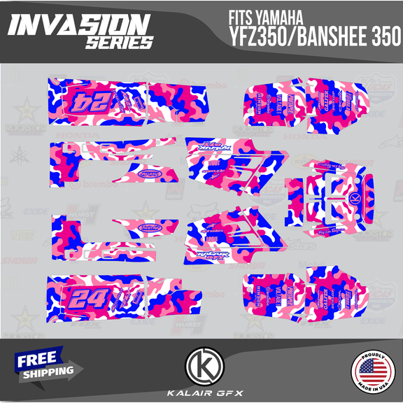 Kalair GFX Graphics Kit for Yamaha ATV BANSHEE 350 (2001-2012) Invasion Series