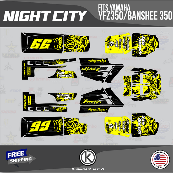 Kalair GFX Graphics Kit for Yamaha ATV BANSHEE 350 (2001-2012) Nightcity Series
