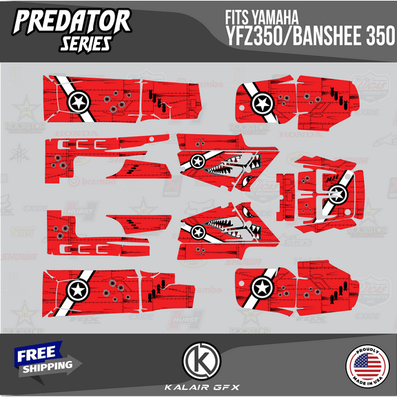 Kalair GFX Graphics Kit for Yamaha ATV BANSHEE 350 (2001-2012) Predator Series