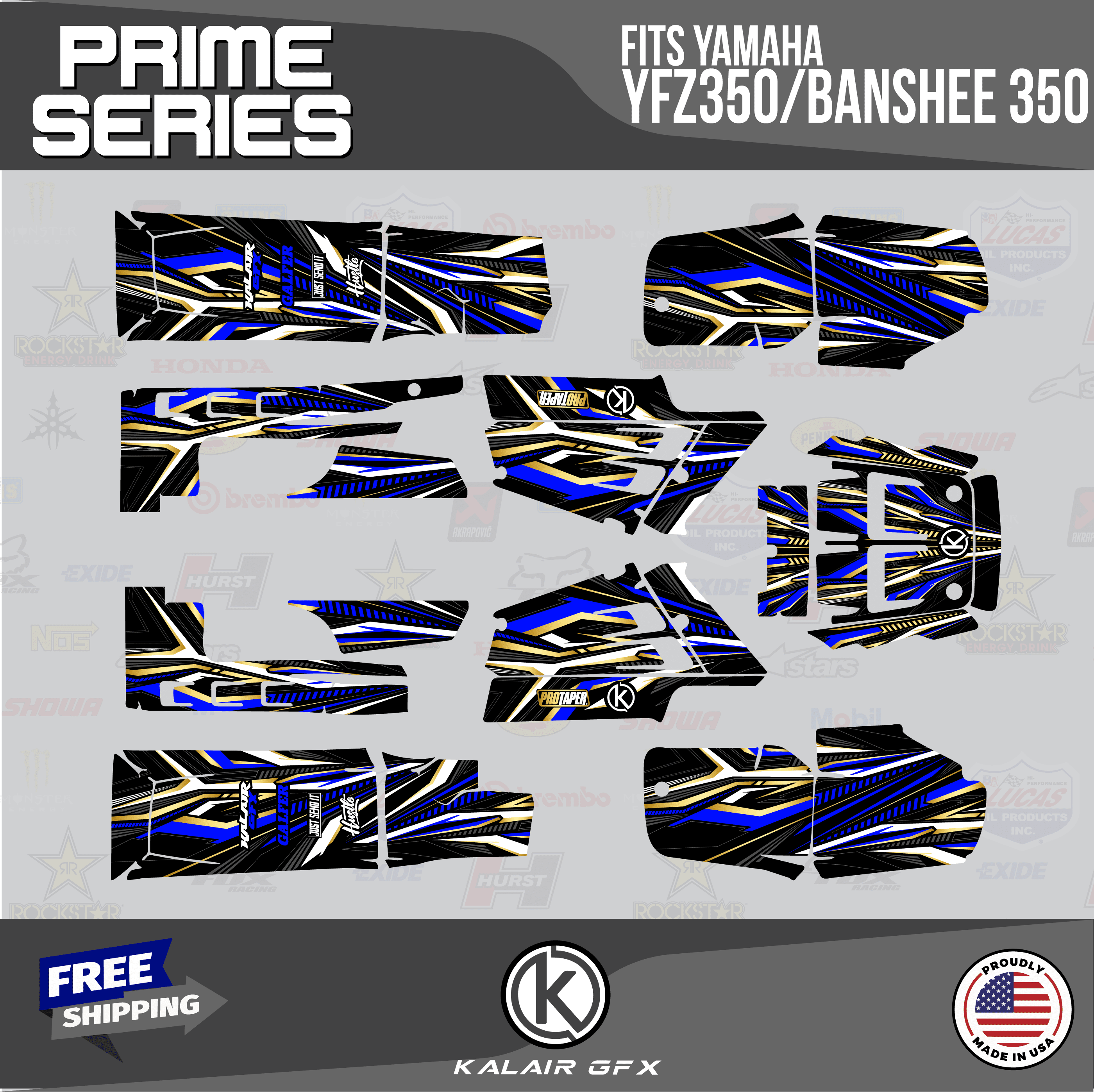 Formula 350 Graphics Kalair GFX Graphics Kit for Yamaha ATV BANSHEE 350 (2001-2012) Prime ...