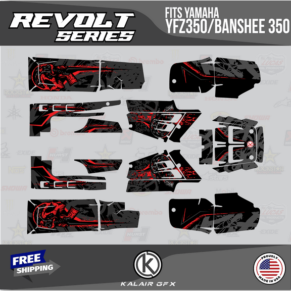 Kalair GFX Graphics Kit for Yamaha ATV BANSHEE 350 (2001-2012) Revolt Series