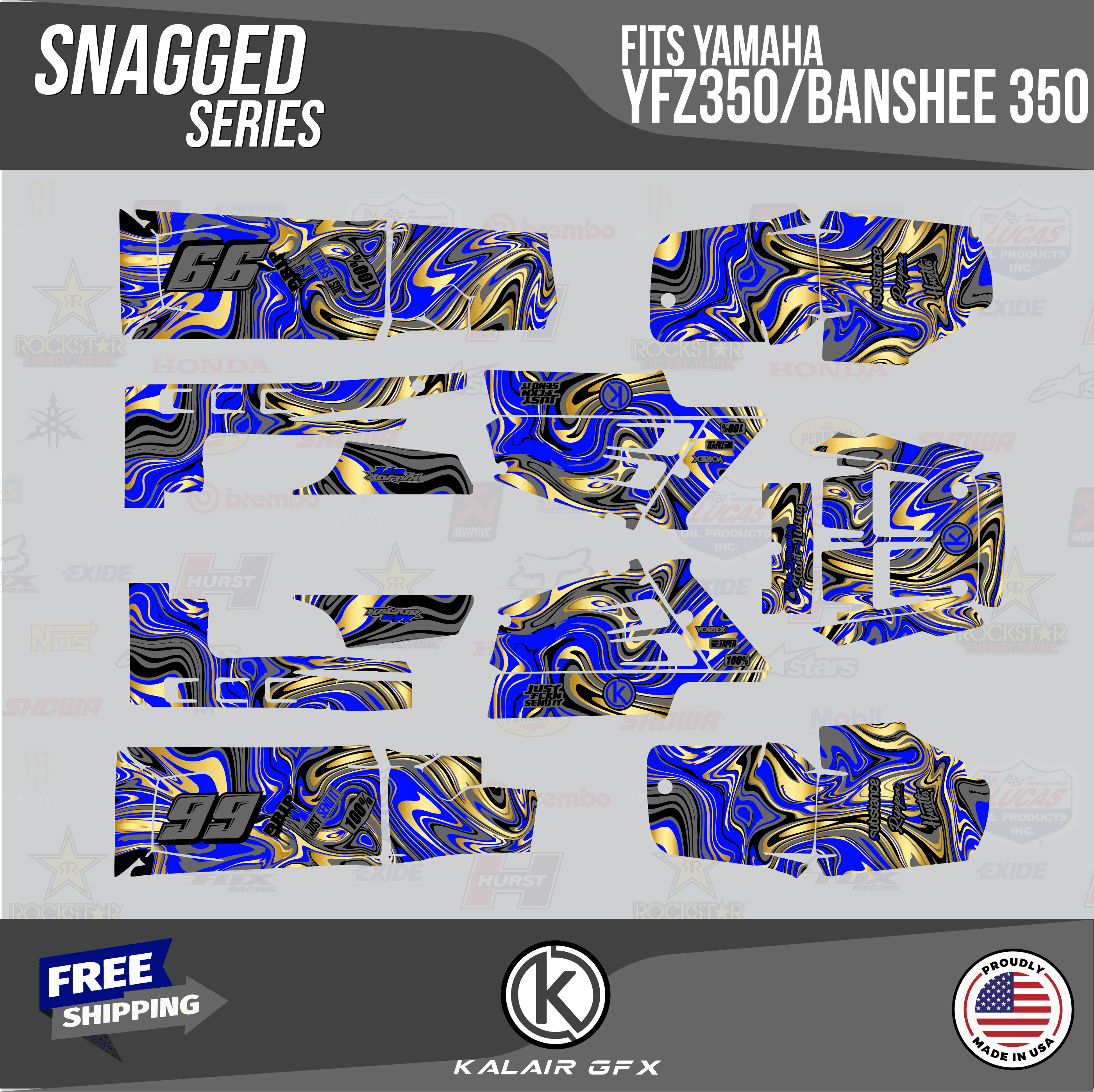 Kalair GFX Graphics Kit for Yamaha ATV BANSHEE 350 (2001-2012) Snagged ...