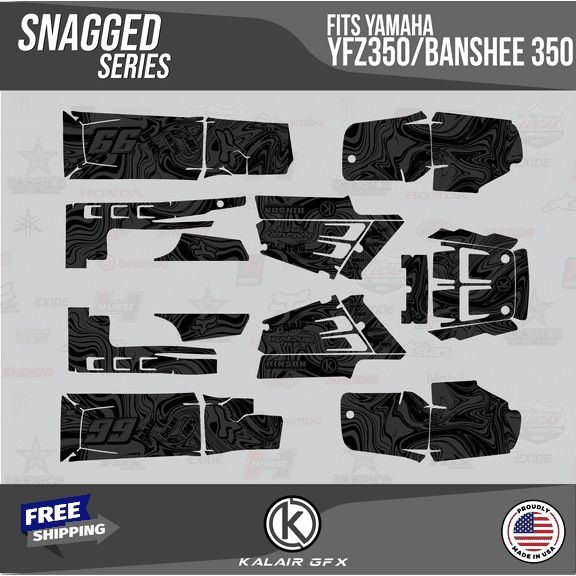 Kalair GFX Graphics Kit for Yamaha ATV BANSHEE 350 (2001-2012) Snagged Series