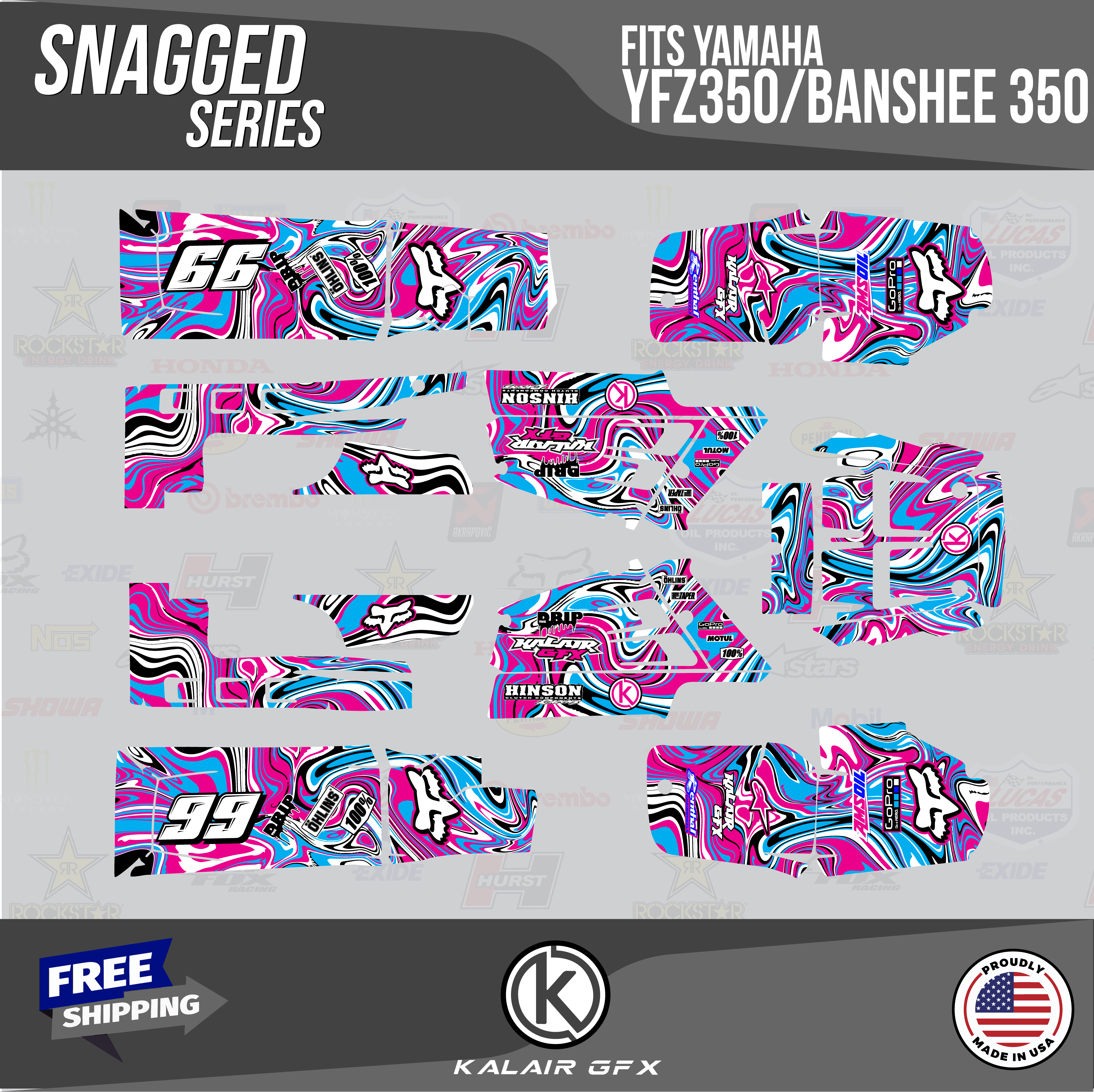 Kalair GFX Graphics Kit for Yamaha ATV BANSHEE 350 (2001-2012) Snagged ...