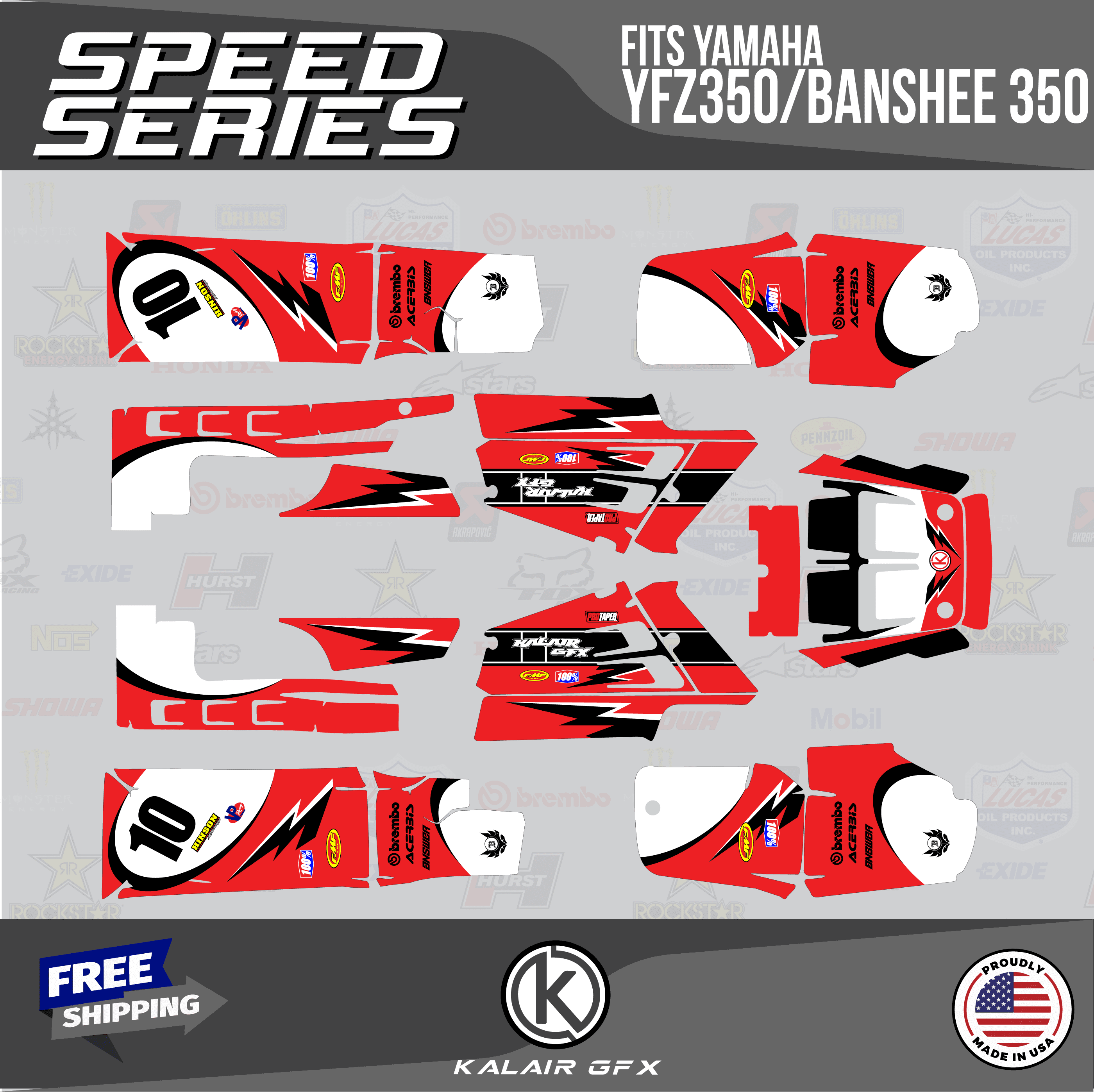 Kalair GFX Graphics Kit for Yamaha ATV BANSHEE 350 (2001-2012) Speed ...