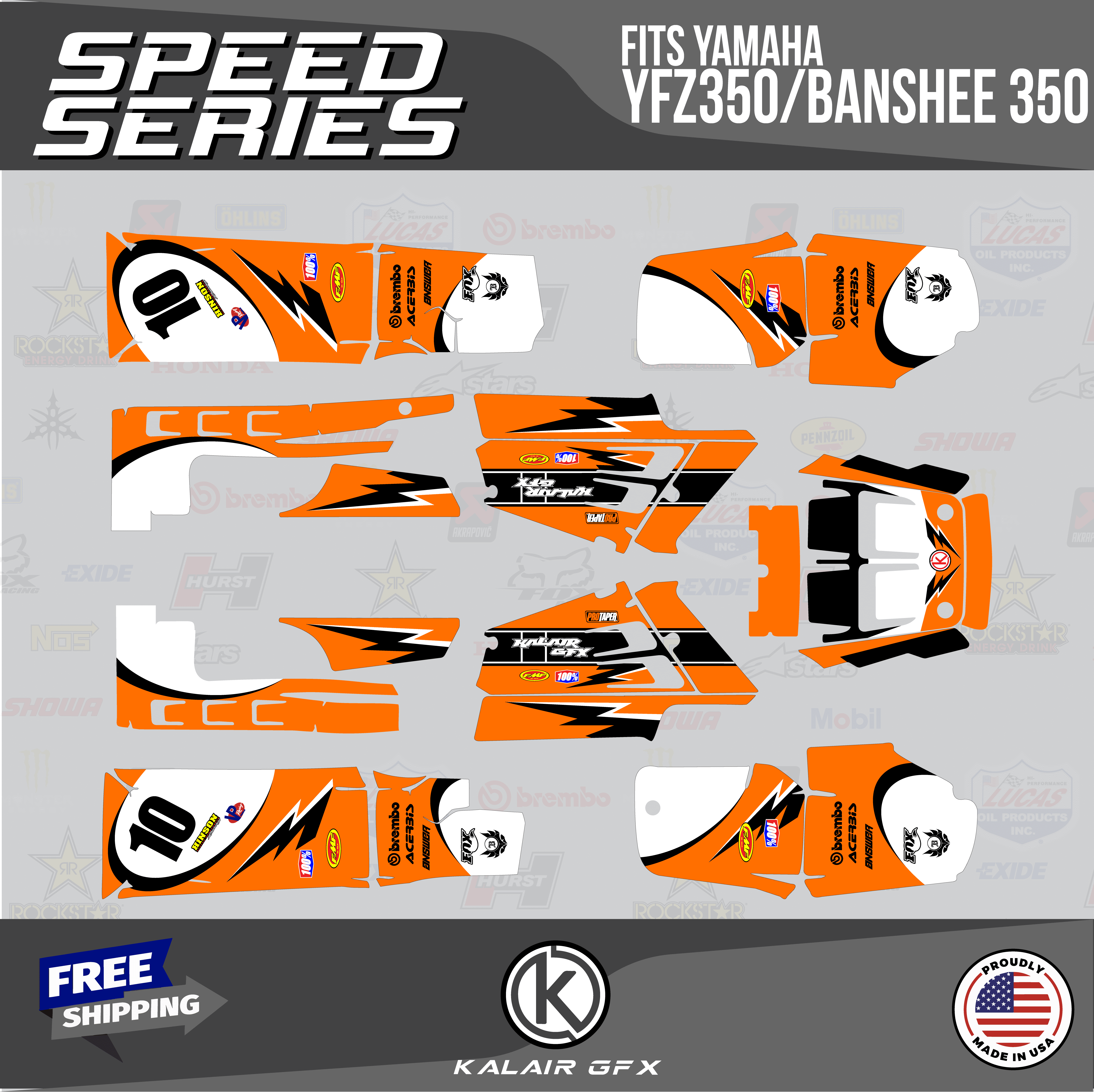 Kalair GFX Graphics Kit for Yamaha ATV BANSHEE 350 (2001-2012) Speed ...
