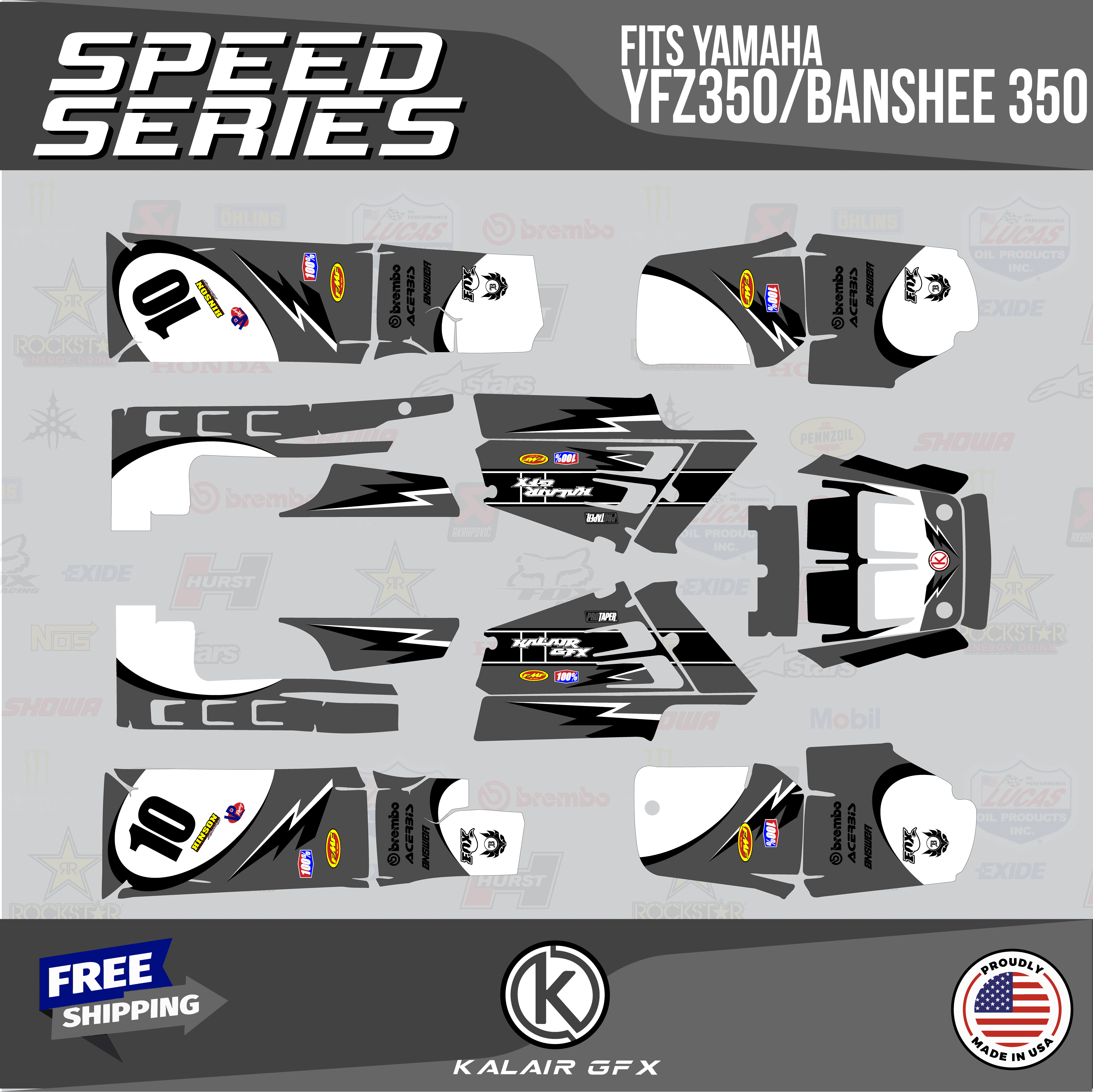 Formula 350 Graphics Kalair GFX Graphics Kit for Yamaha ATV BANSHEE 350 (2001-2012) Speed ...