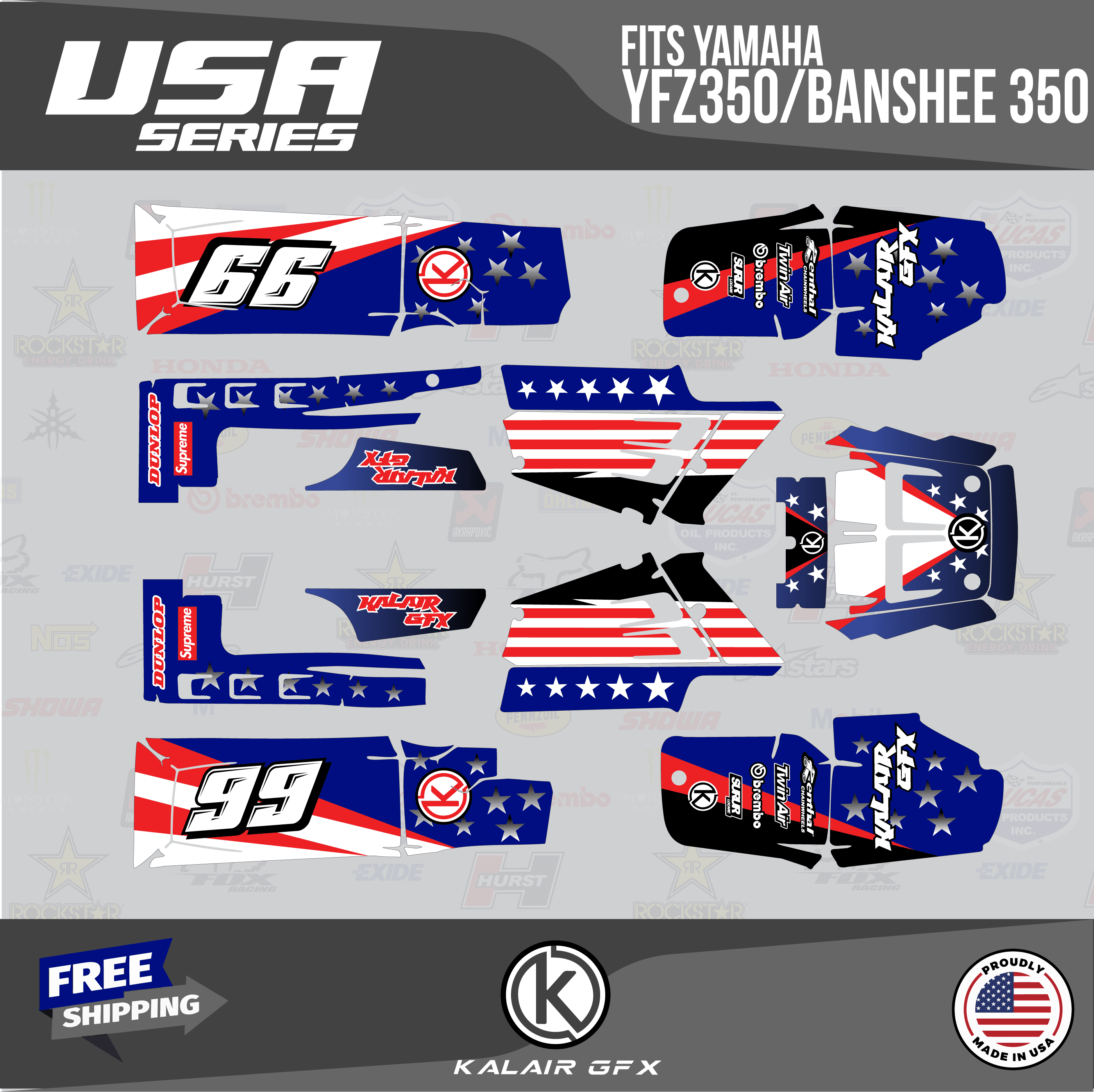 Kalair GFX Graphics Kit for Yamaha ATV BANSHEE 350 (2001-2012) Usa ...