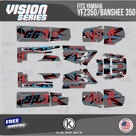 Kalair GFX Graphics Kit for Yamaha ATV BANSHEE 350 (2001-2012) Vision Series