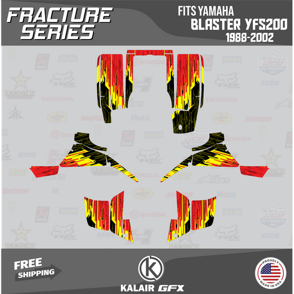 Kalair GFX Graphics Kit for Yamaha ATV BLASTER YFS 200 (1988-2002) Fracture Series
