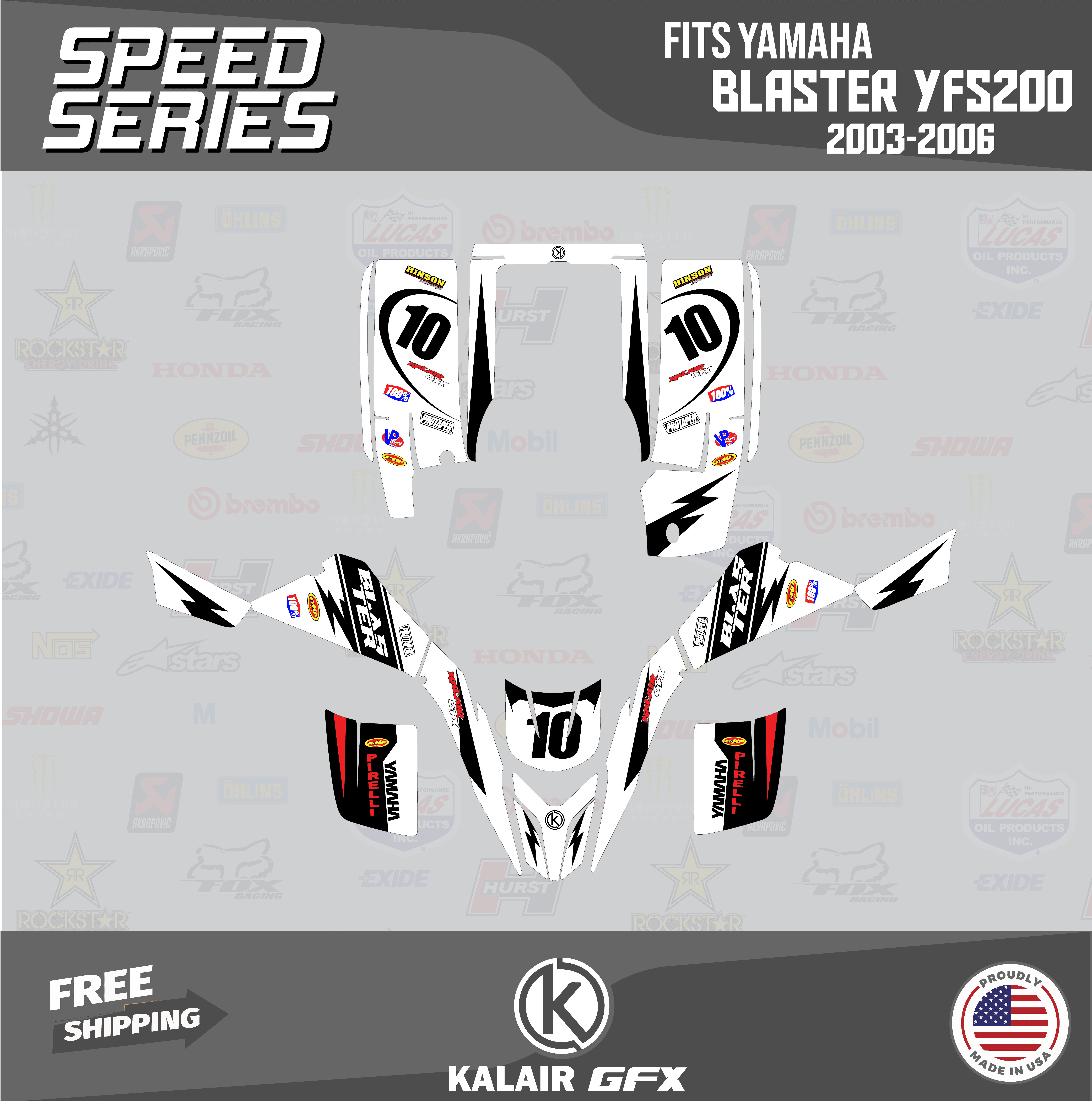 Blaster Graphics Kit Kalair GFX Graphics Kit for Yamaha ATV BLASTER YFS 200 (2003-2006 ...