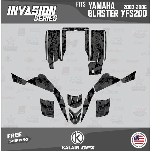 Kalair GFX Graphics Kit for Yamaha ATV BLASTER YFS200 (2003-2006) Invasion Series