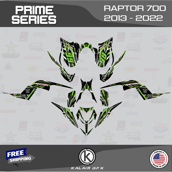 Kalair GFX Graphics Kit for Yamaha ATV RAPTOR 700 (2013-2022) Prime Series