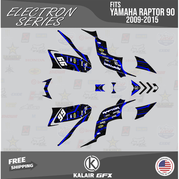 Kalair GFX Graphics Kit for Yamaha ATV RAPTOR 90 (2009-2015) Electron Series