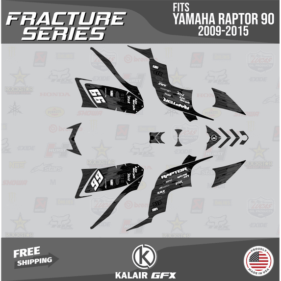 Kalair GFX Graphics Kit for Yamaha ATV RAPTOR 90 (2009-2015) Fracture Series