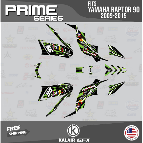 Kalair GFX Graphics Kit for Yamaha ATV RAPTOR 90 (2009-2015) Prime Series