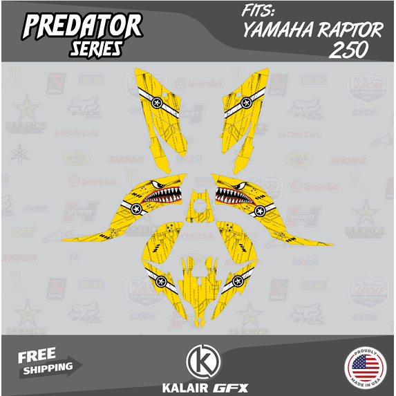 Kalair GFX Graphics Kit for Yamaha ATV Raptor 250 (All Years) Predator Series
