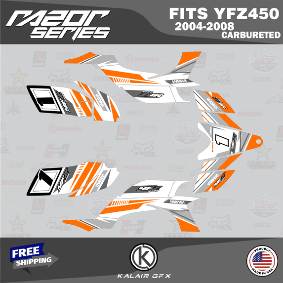 Kalair GFX Graphics Kit for Yamaha ATV YFZ 450 Carburator (2004-2008) Razor Series