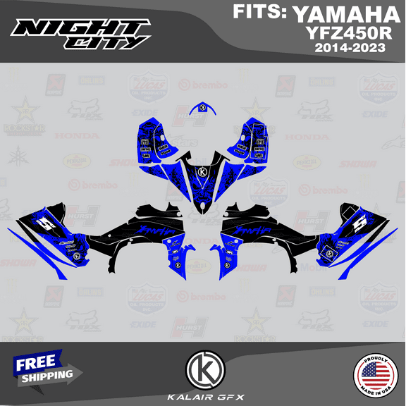 Kalair GFX Graphics Kit for Yamaha ATV YFZ 450R (2014-2023) Night-city Series