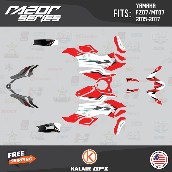 Kalair GFX Graphics Kit for Yamaha FZ-07 MT-07 (2015-2017) Razor Series