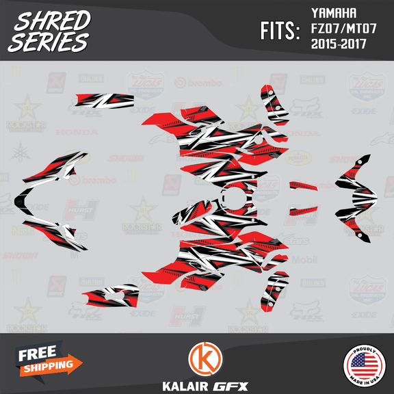 Kalair GFX Graphics Kit for Yamaha FZ-07 MT-07 (2015-2017) Shred Series