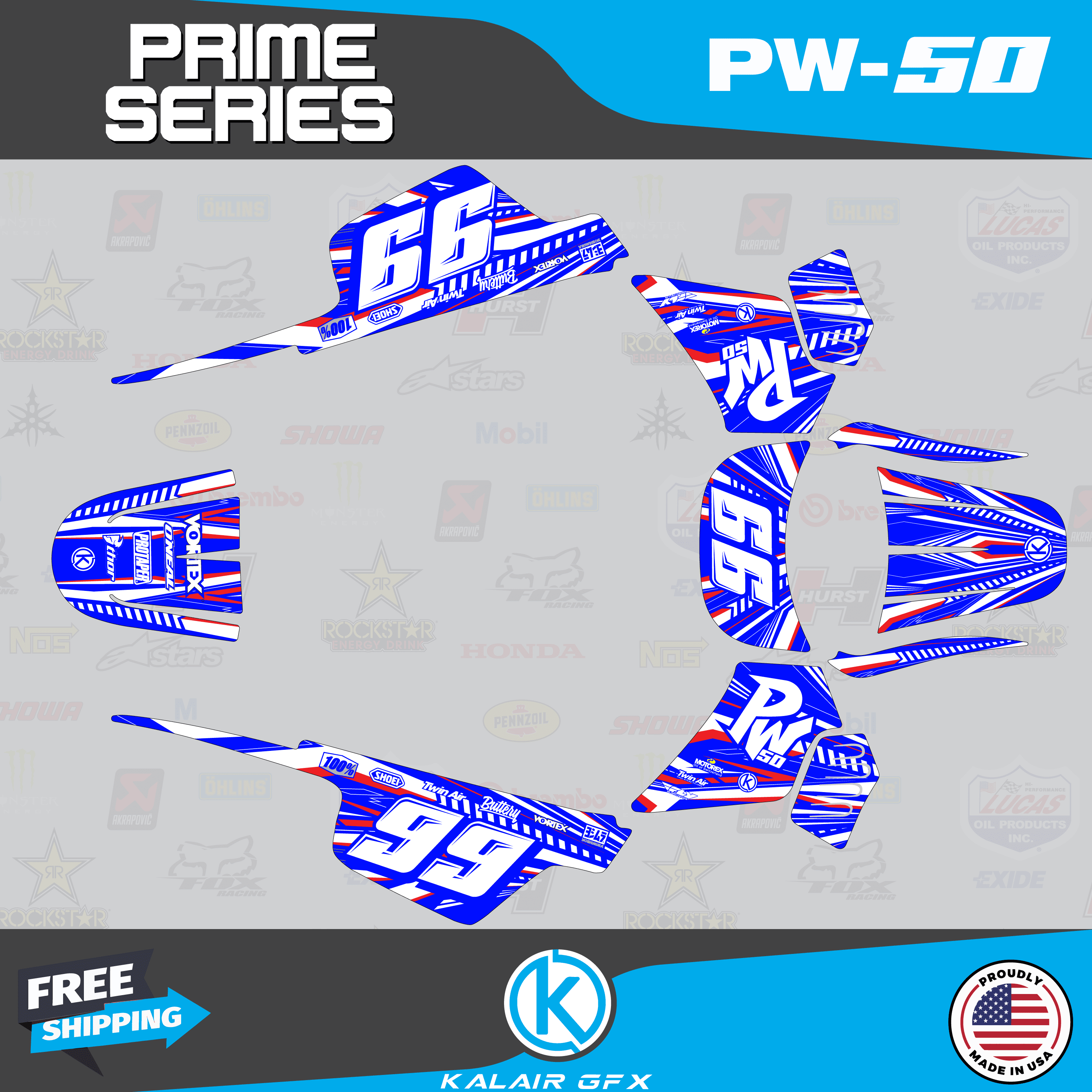 Custom CMYK Savage Racing Graphics Kit – Fits Yamaha PW50 (All Years) – Factory EFX
